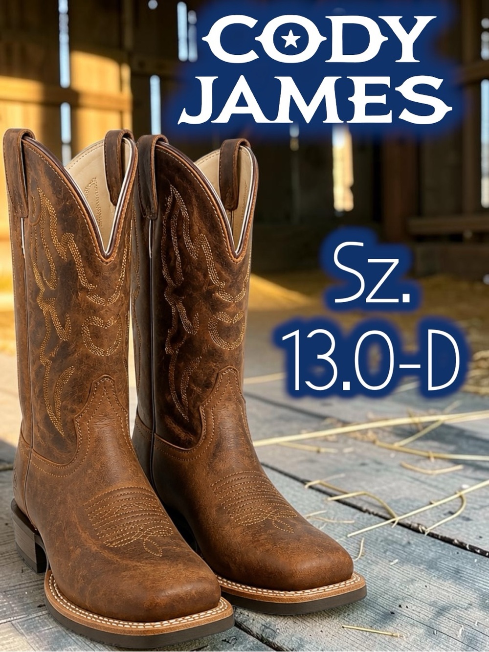 EUC Cody James Nash Boys Youth Square Toe Western Cowboy Boots BBSC1904 Sz.13D
